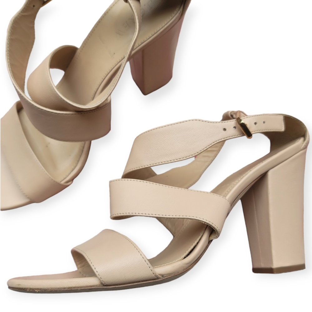 J. Crew blush nude cross strap Heeled sandals strappy leather high heels